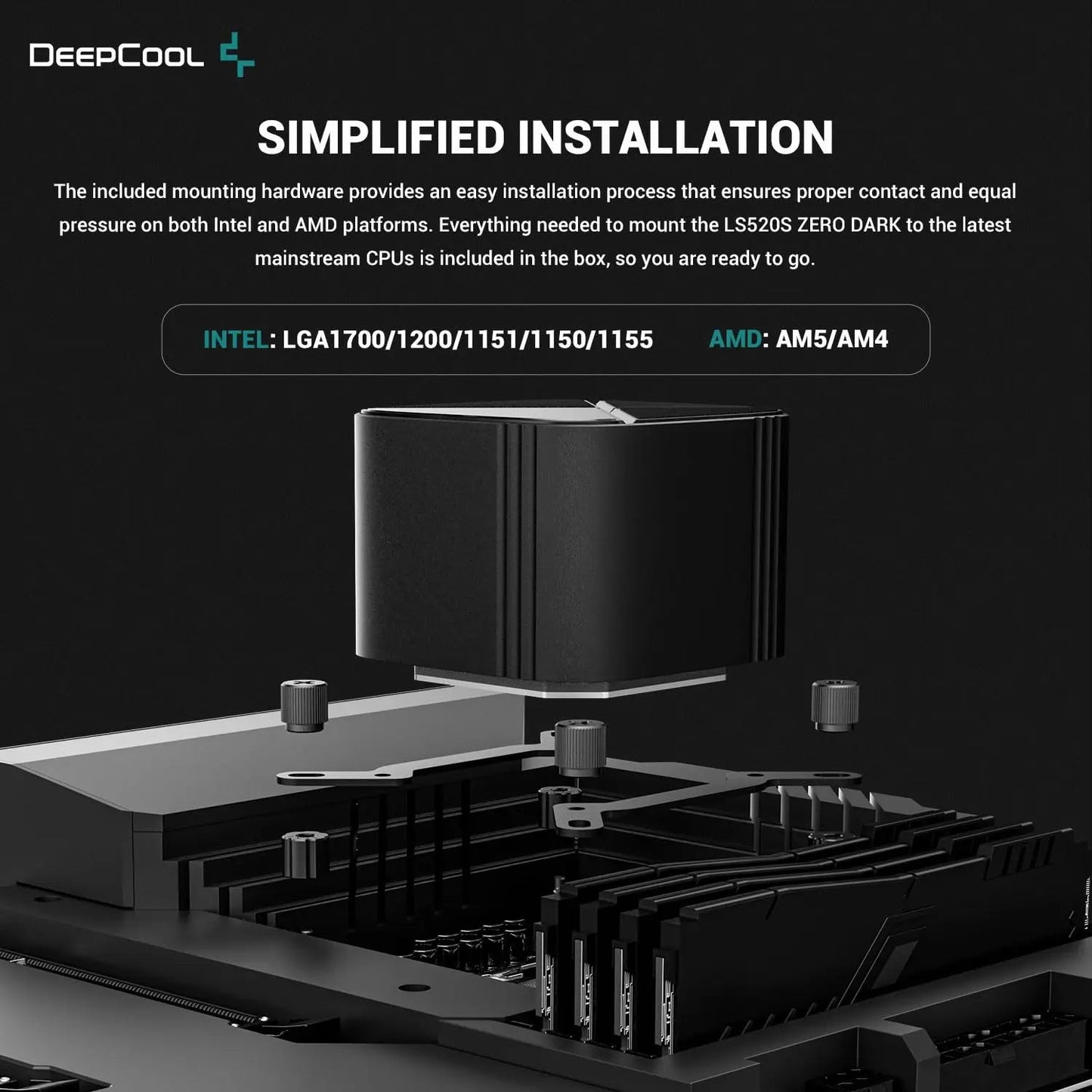 Deepcool LS520S Zero Dark BK 240mm All in one CPU Liquid Cooler - Black