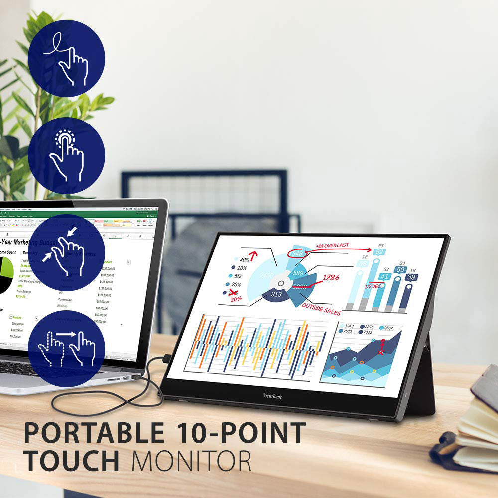 ViewSonic TD1655 16” 60Hz FHD USB-C IPS Panel Multi-Touch Portable Monitor with Speakers
