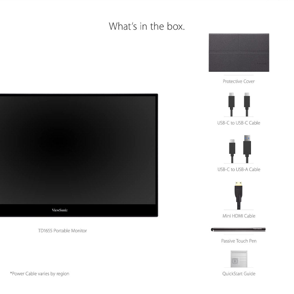 ViewSonic TD1655 16” 60Hz FHD USB-C IPS Panel Multi-Touch Portable Monitor with Speakers