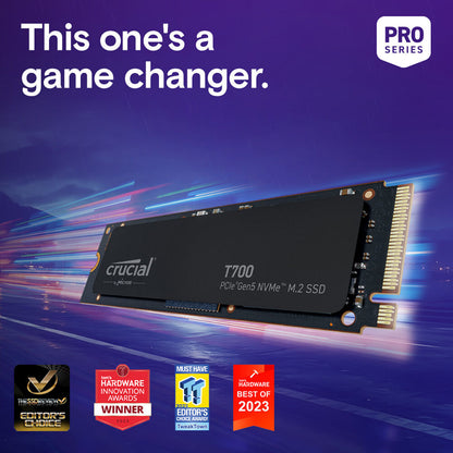 Crucial T700 4TB PCIe Gen5 x4 NVMe M.2 Internal Solid State Drive - Black
