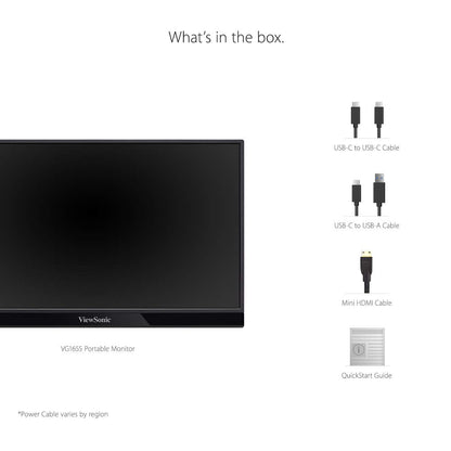 ViewSonic VG1655 16” 60Hz FHD USB Type-C IPS Panel Portable Business Monitor with Speakers