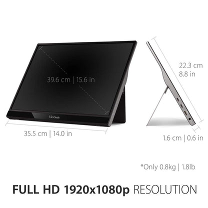 ViewSonic VG1655 16” 60Hz FHD USB Type-C IPS Panel Portable Business Monitor with Speakers