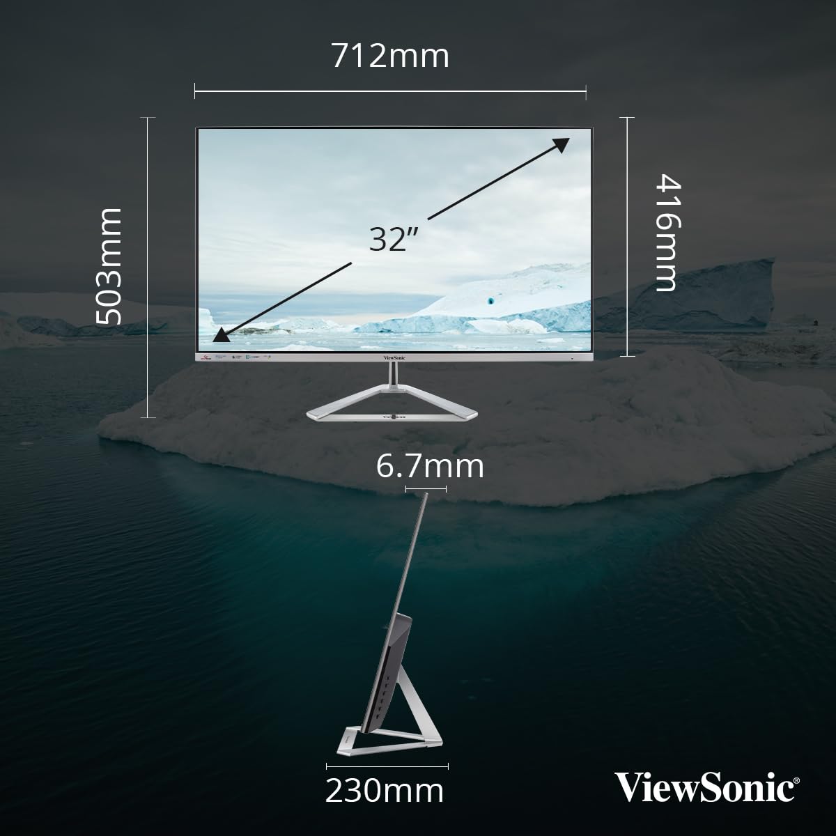 ViewSonic VX3276-MHD-3 32” 75Hz HDR10 1080p FHD sRGB IPS Panel Monitor
