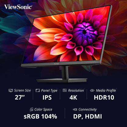 ViewSonic VA2762-4K 27" 60Hz HDR10 2160p 4K UHD IPS Panel Monitor