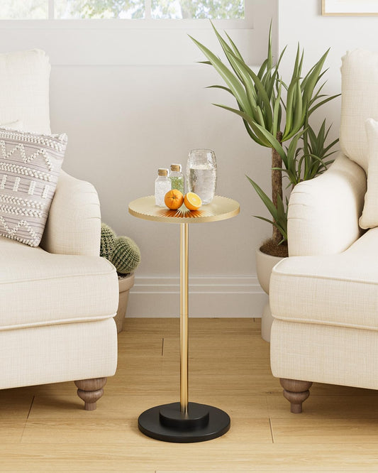 Modern Round Side Table with Sleek Metal Leg