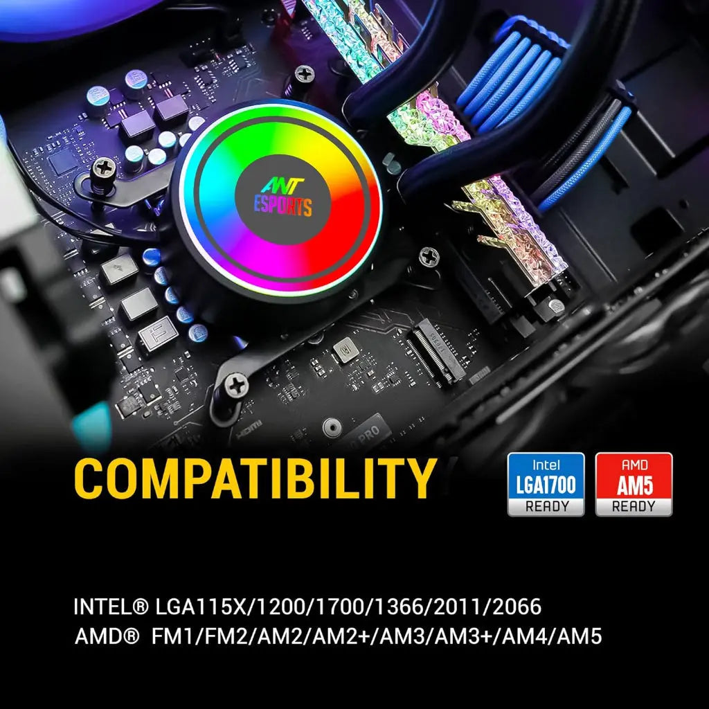 Ant Esports ICE-360 360mm ARGB  AIO CPU Liquid Cooler - Black