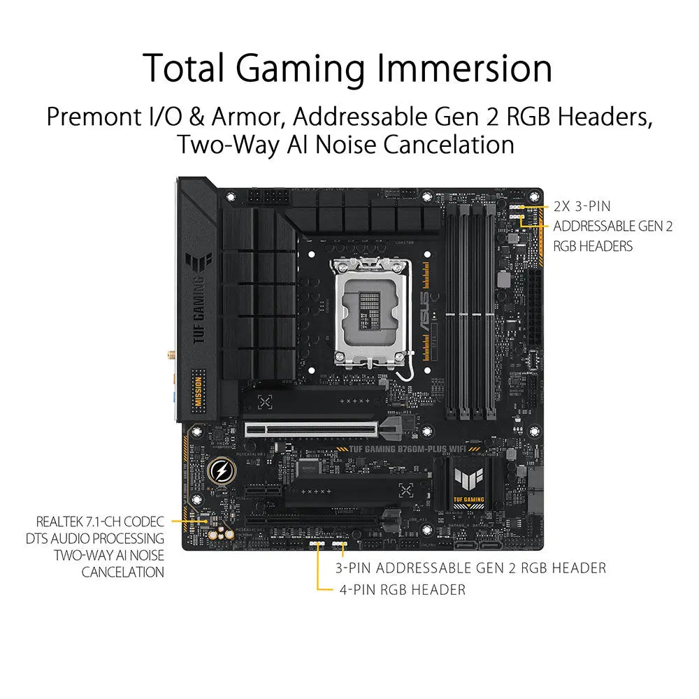 ASUS TUF GAMING B760M-PLUS WIFI II DDR5 Intel B760 LGA 1700 Micro-ATX Motherboard