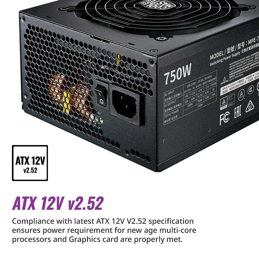 Cooler Master MWE 750 Gold V2 80 Plus Gold Certified Fully Modular Power Supply Unit - Black