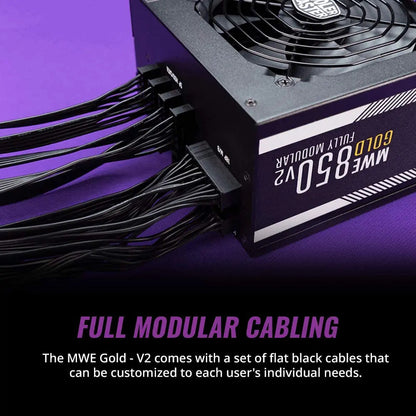 Cooler Master MWE 850 Gold V2 80 Plus Gold Certified Fully Modular ATX Power Supply Unit - Black