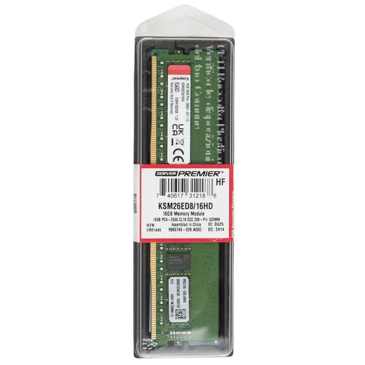 Kingston Premier Memory 16GB DDR4 2666MHz ECC Unbuffered DIMM Server Workstation NAS RAM