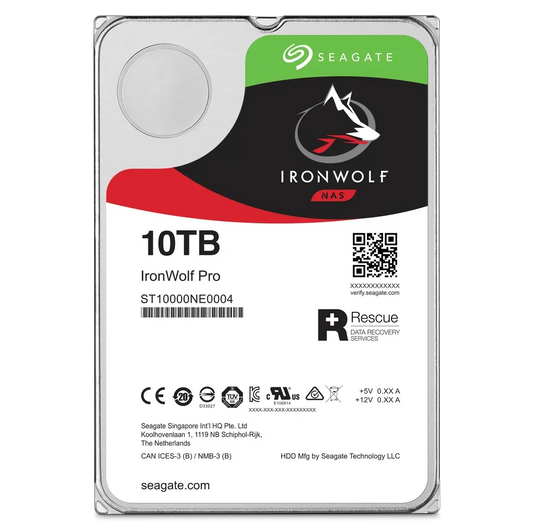 Seagate IronWolf Pro 10TB 7200 RPM 3.5" SATA 6Gb/s Enterprise NAS Internal Hard Drive