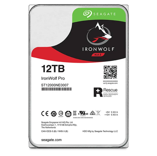 Seagate IronWolf Pro 12TB 7200 RPM 3.5" SATA 6Gb/s Enterprise NAS Internal Hard Drive