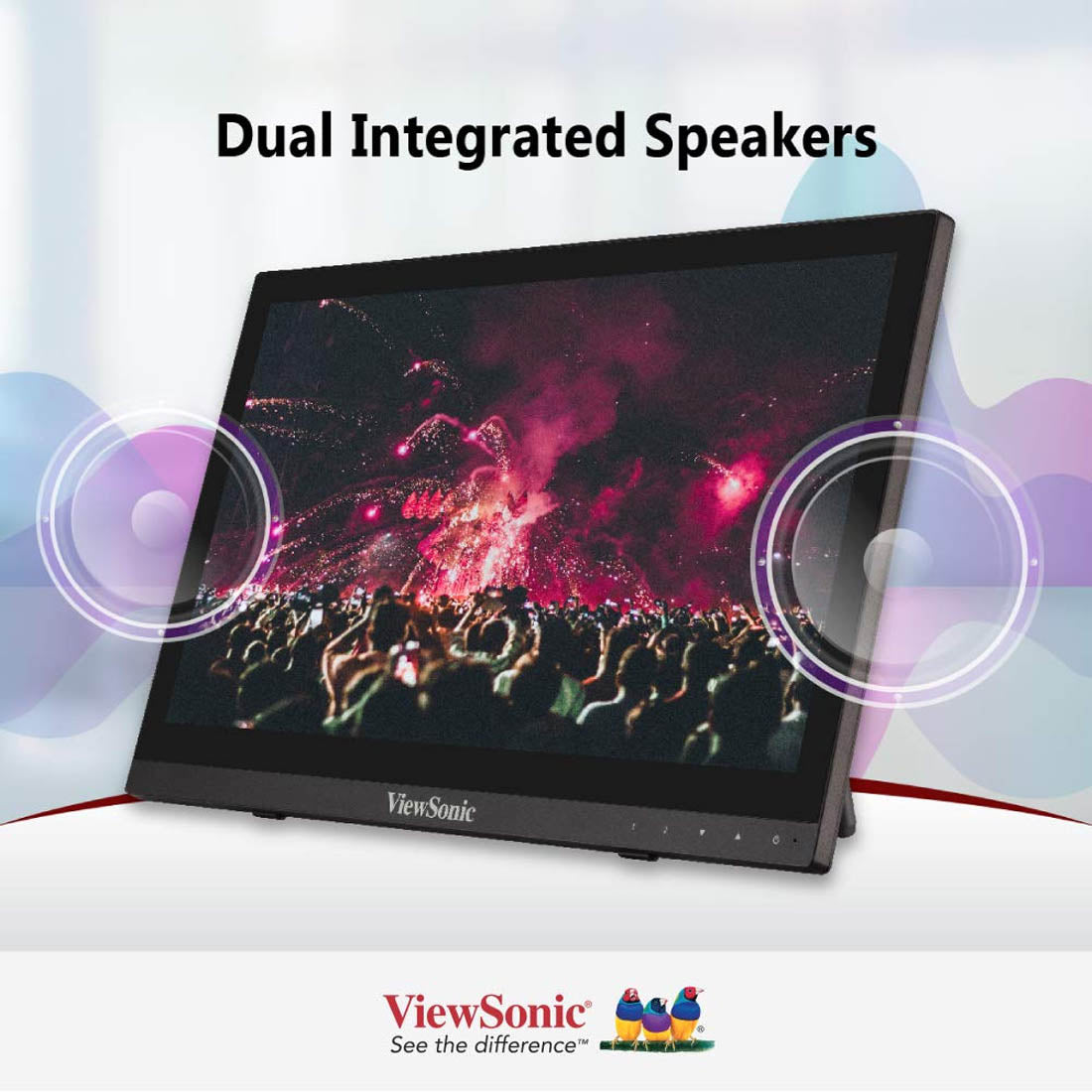 ViewSonic TD1630-3 16" HD 768p TN Panel Portable Touch Screen Monitor with Speaker
