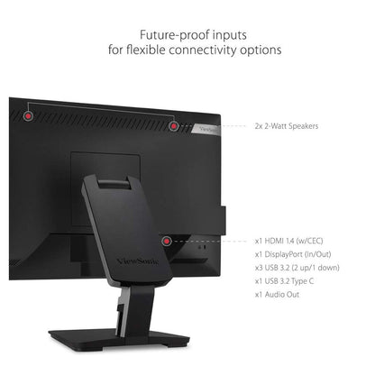 ViewSonic TD2455 24" FHD IPS Panel USB Type-C Touch Screen Monitor with Speakers