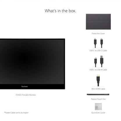 ViewSonic TD1655 16” 60Hz FHD USB-C IPS Panel Multi-Touch Portable Monitor with Speakers