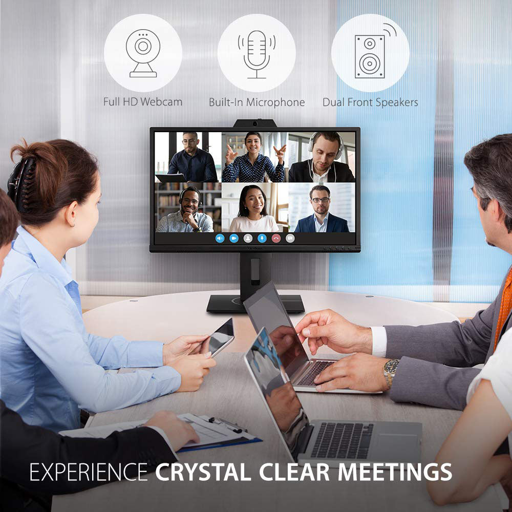 ViewSonic VG2440V 24” IPS Panel 1080p FHD Video Conferencing Monitor with Webcam & Speakers